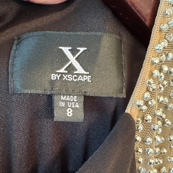 Xscape- Chic Black Dress with Silver Stud Accents - Picture 6 of 7